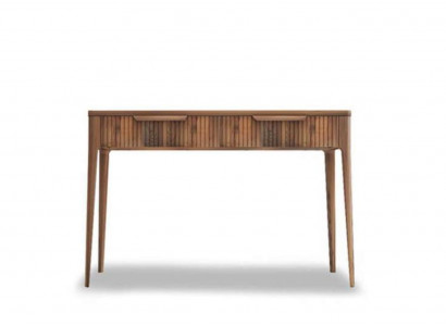 Wood console table, walnut natural - Toros black marble.